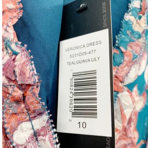 NWT SACHIN + BABI Dress Veronica Knee Length Teal Guava Blue Midi Casual 8 - Picture 9 of 11